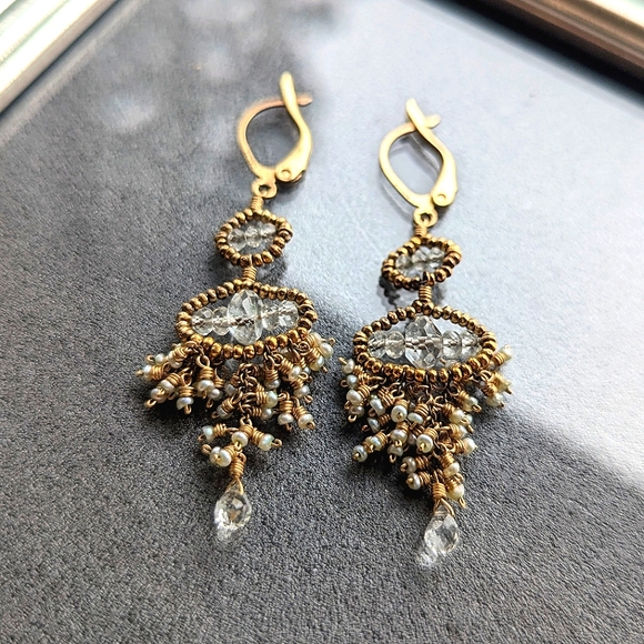 bo j.c. Artisan Semi Precious Crystal Quartz & Mini Pearls Intricate Handwire - Picture 10 of 16